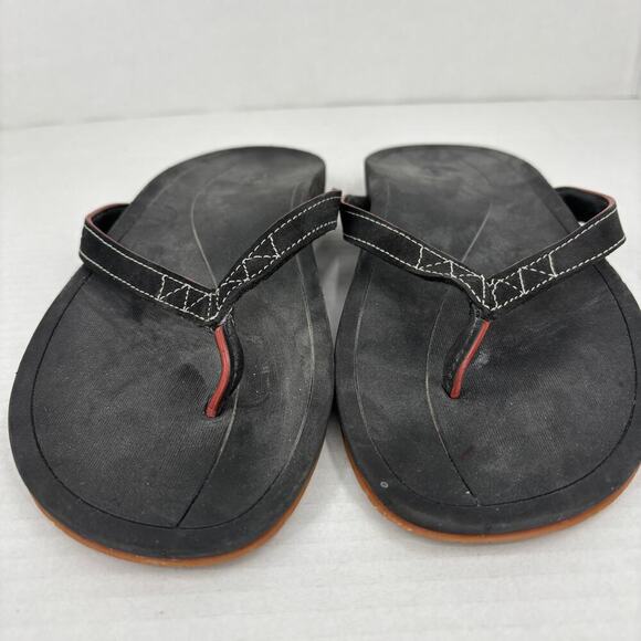 Chaco Flip Flop Sandals Womens Size 8 Black Leather Thong Arch Support - Picture 5 of 8
